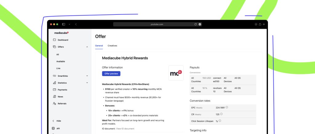 Offer 2 “Mediacube Hybrid Rewards (CPA+ RevShare)